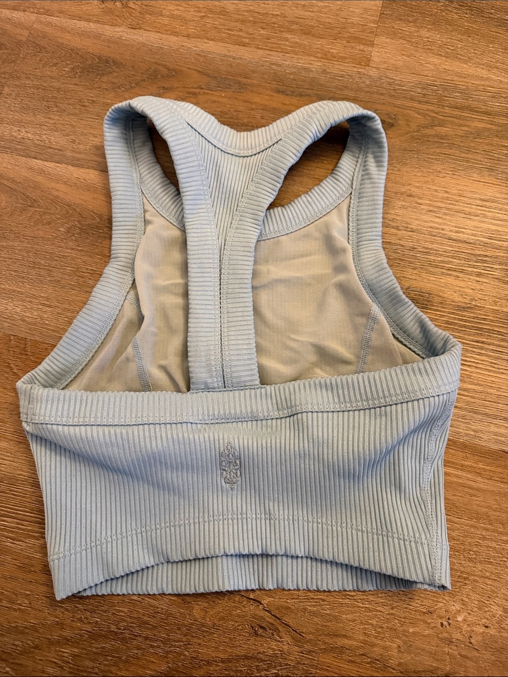 Light Blue Ribbed Racerback Crop Top - Picture 3 of 3